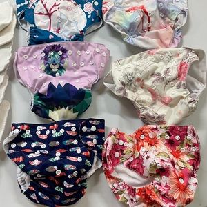 6 pack Alva Reusable Diapers and 11 liners
